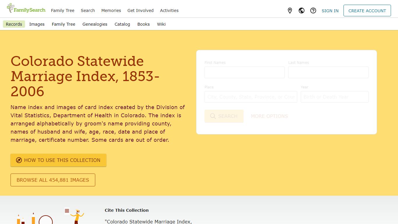 Colorado Statewide Marriage Index, 1853-2006 • FamilySearch